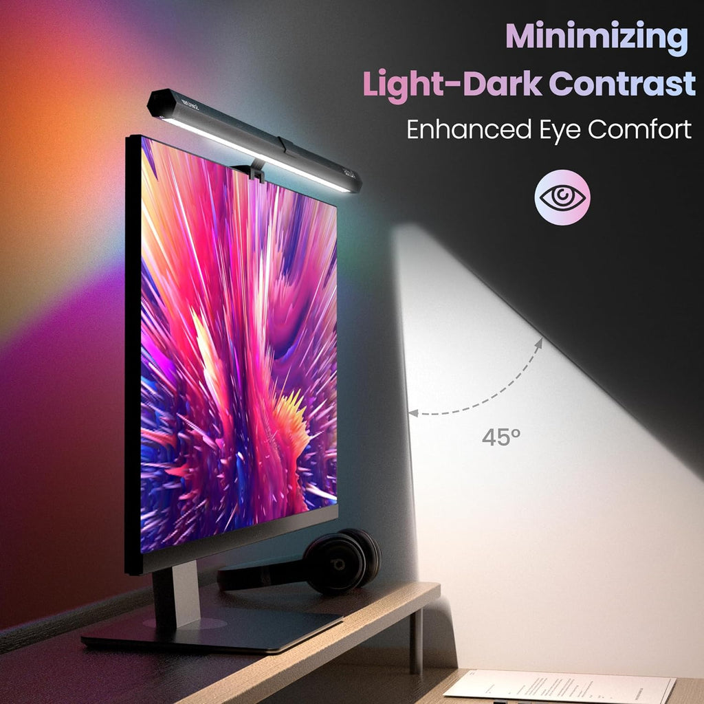 Quntis Monitor Light RGB PRO Backlight, Eye-comfort Dual Light Computer Light Bar Gaming Office Desk Lamp, 15 Modes Dimmable Backlight, 3…