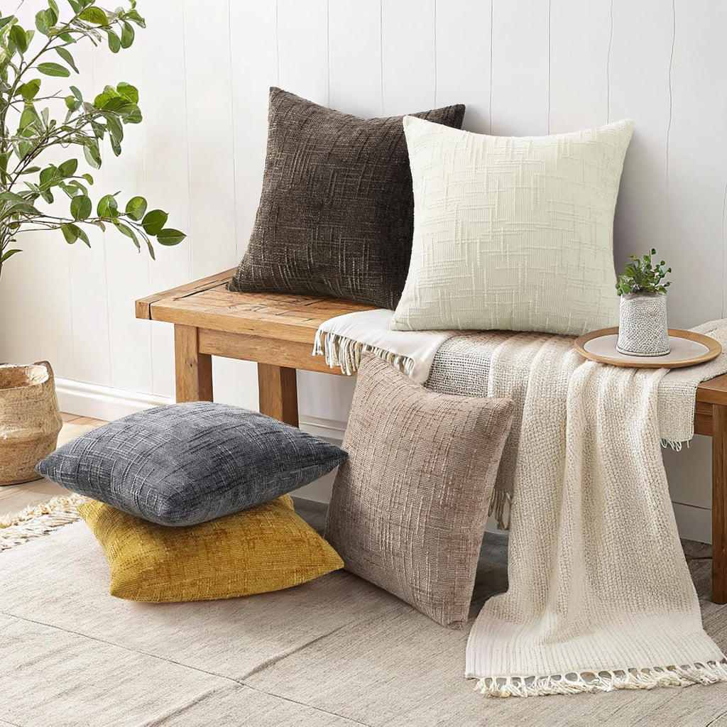 decorUhome Dark Grey Chenille Euro Sham Throw Pillow Covers 26x26 Set of 2 Textured Soft Cozy Slubby Couch Pillow Covers Modern Farmhouse B…