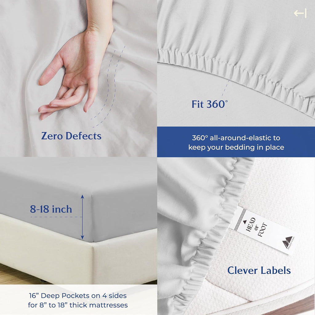 Mayfair Linen 100% Organic Cotton Percale Sheets - California King Size, 4 Piece Set, Percale Weave, Crisp, Cooling, 16" Deep Pocket…