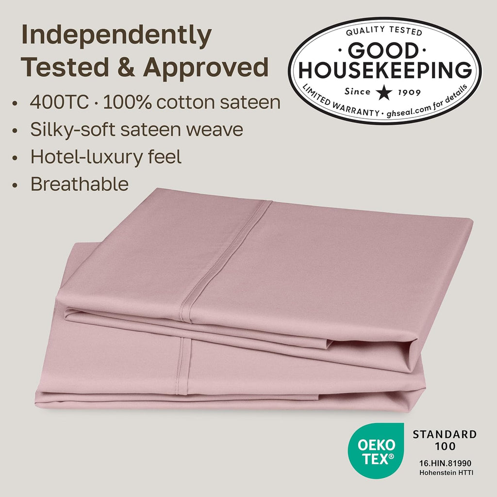 CaliforniaDesignDen California Design Den Queen/Standard Pillow Cases Set of 2-400 Thread Count Sateen, Natural 100% Cotton, Pillow Covers…