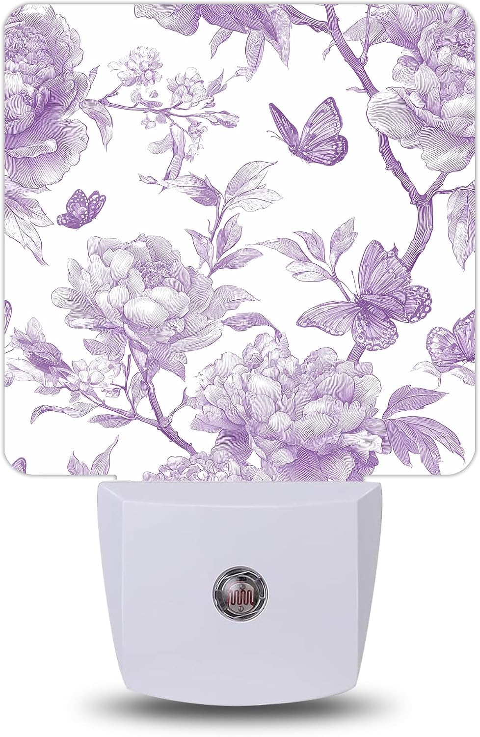 Lavender Toile Butterfly Night Light, Night Lights Plug into Wall with Dusk to Dawn Sensor for Bedroom Bathroom Hallway Kitchen…