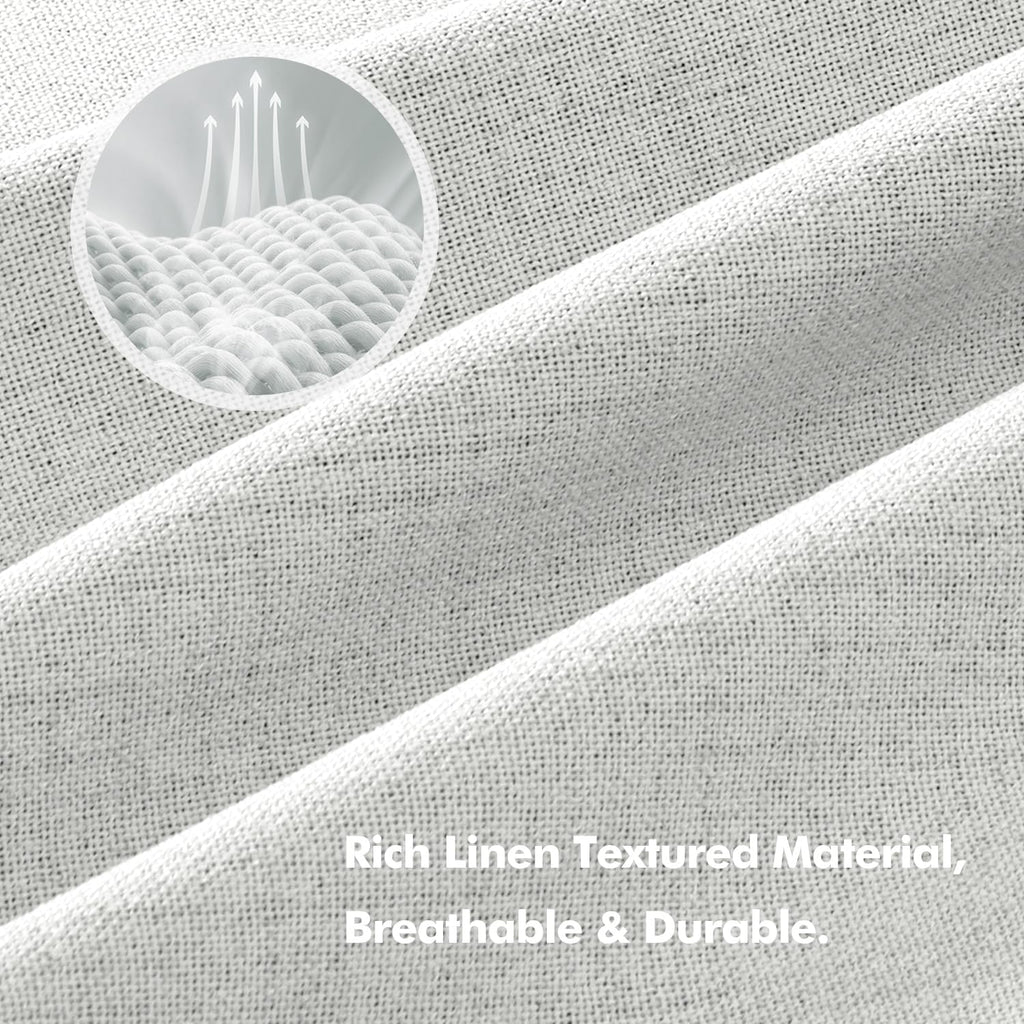 Miulee 100% Blackout Linen Curtains for Bedroom, Heathered White Solid Luxury Decor Thermal Insulation Room Darkening Drapes for Living Roo…