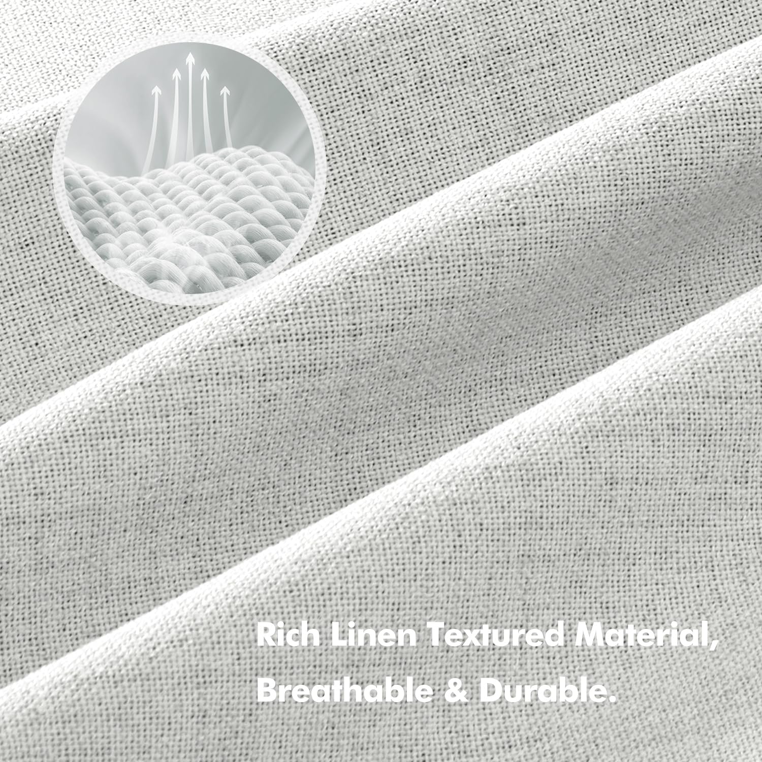 Miulee 100% Blackout Linen Curtains for Bedroom, Heathered White Solid Luxury Decor Thermal Insulation Room Darkening Drapes for Living Roo…