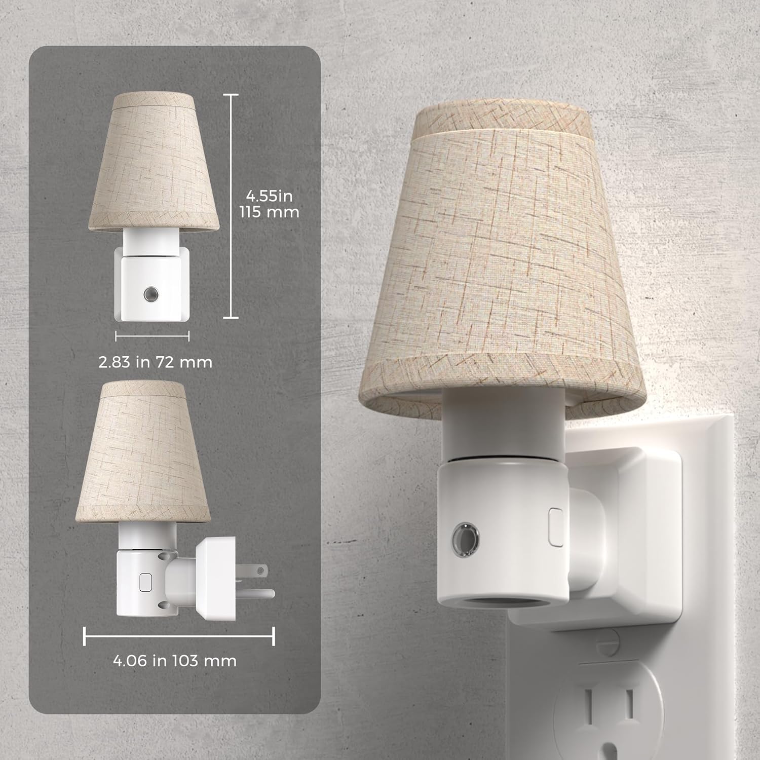 L LOHAS LED Night Lights Plug into Wall, Plug in Night Light Dimmable, Soft Warm Nightlight with Light Sensor, Rotatable Base, Vintage…