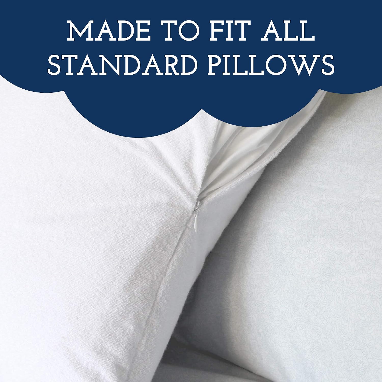 Little Sleepy Head Waterproof, Zippered Standard Pillow Protectors, Terry Cotton, Pillow Covers Protect from Moisture - 2 Pack, (21x27)