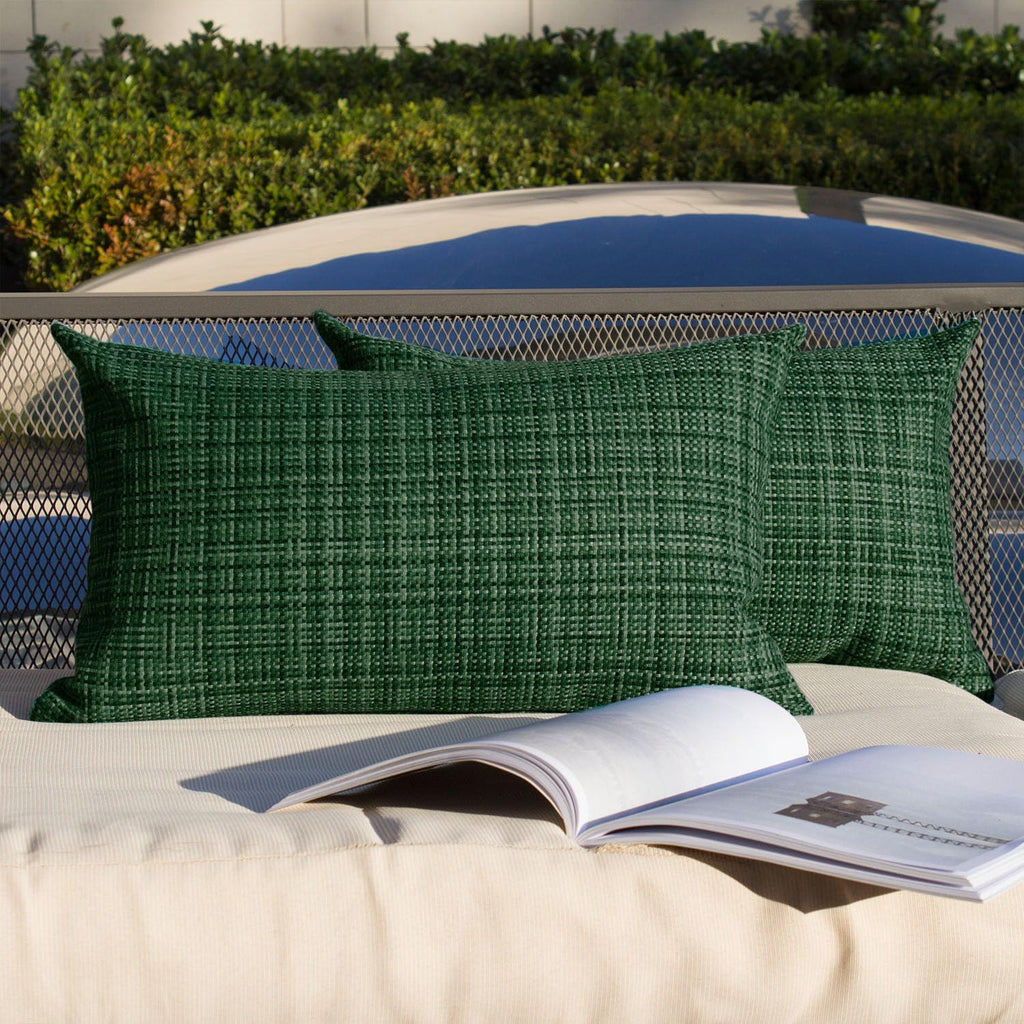 Kevin Textile Pack of 2 Decorative Outdoor Waterproof Pillow Covers Garden Cushion Sham Throw Pillowcase Shell for Patio Tent Couch 12x20…