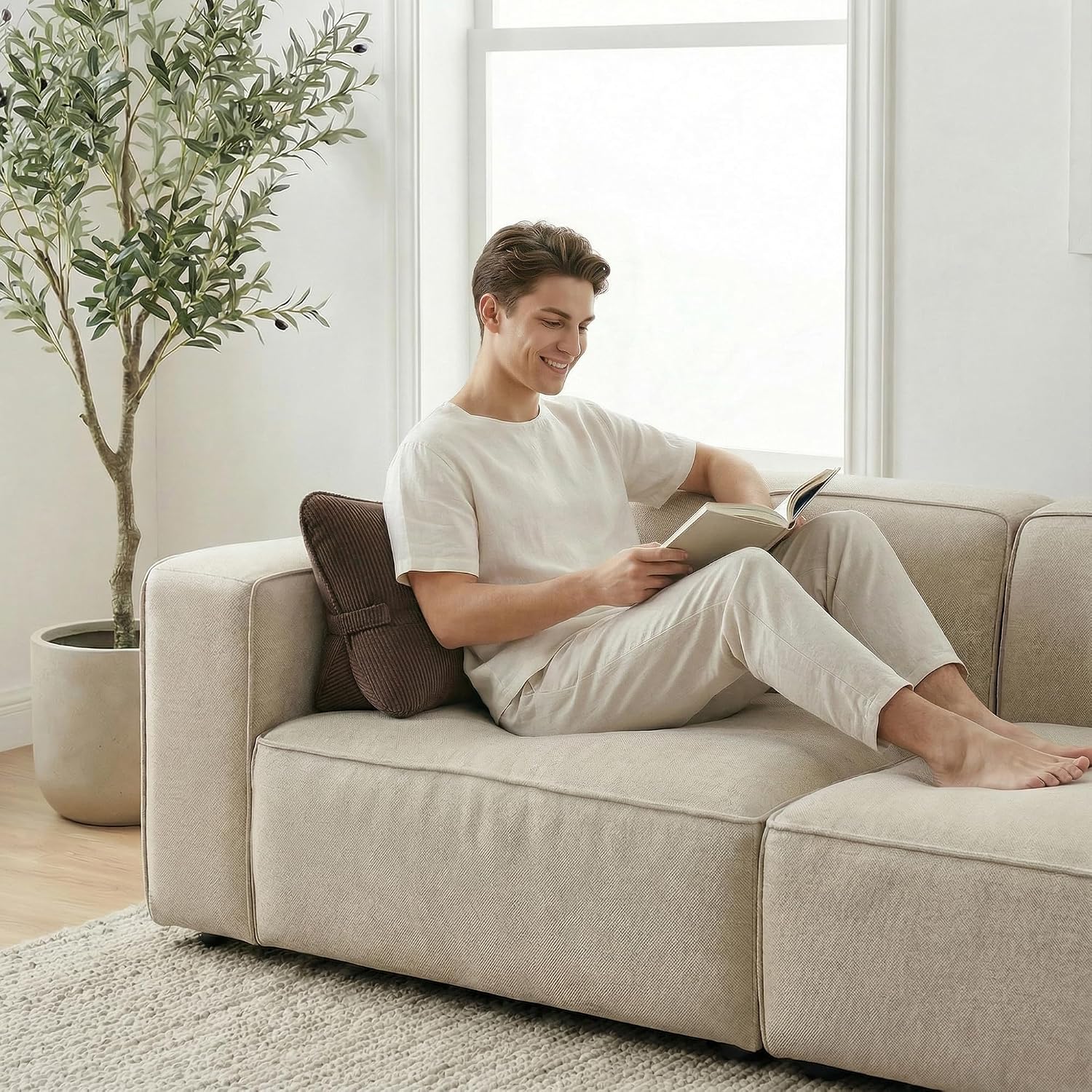 Ailuteie Pat. Pend. Corduroy Lumbar Support Pillow for Recliner, Sitting & Relaxing, Triangle Cushion for Sofa, Couch or Bed, Reading Pillo…