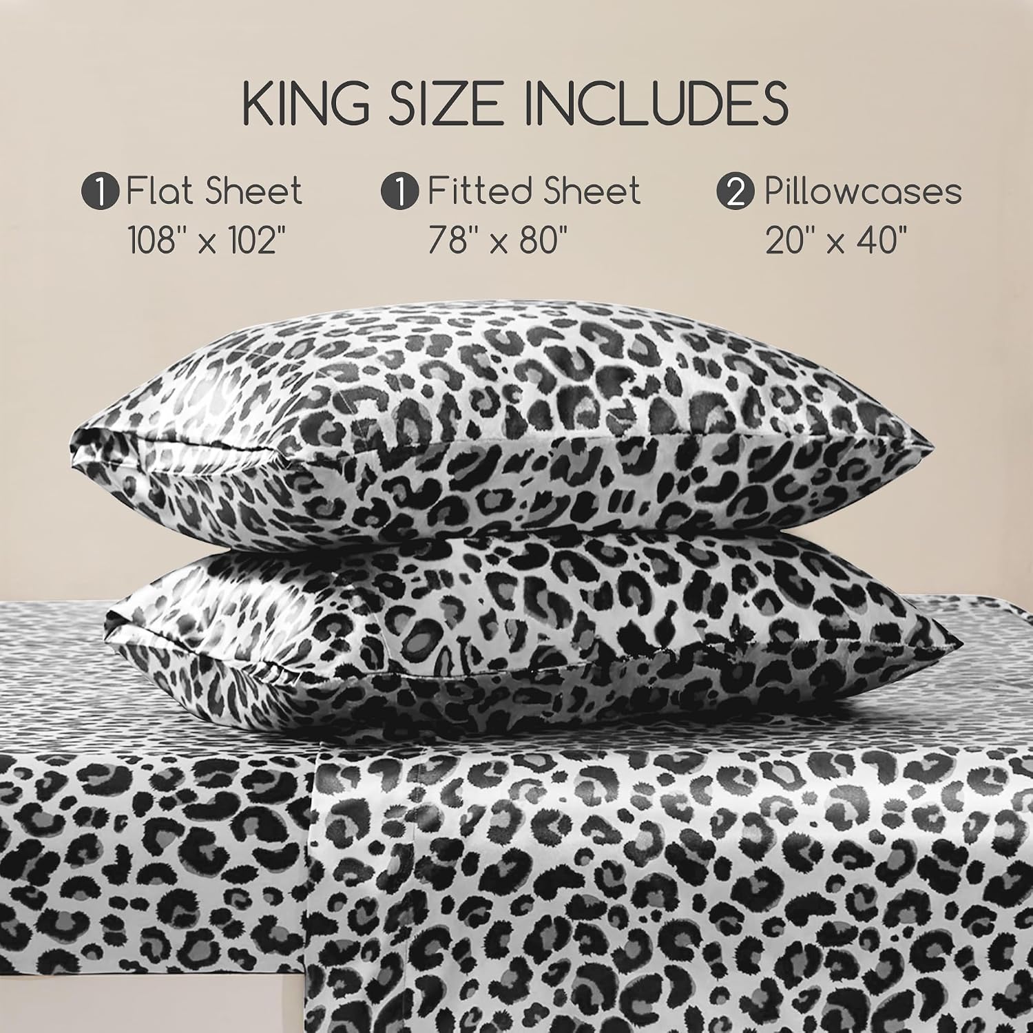MR&HM Satin Sheets with Elastic Corner Straps, King Size Sheets Set, 4 Pcs Silky Bedding Set with 15 Inches Deep Pocket for Mattress (…