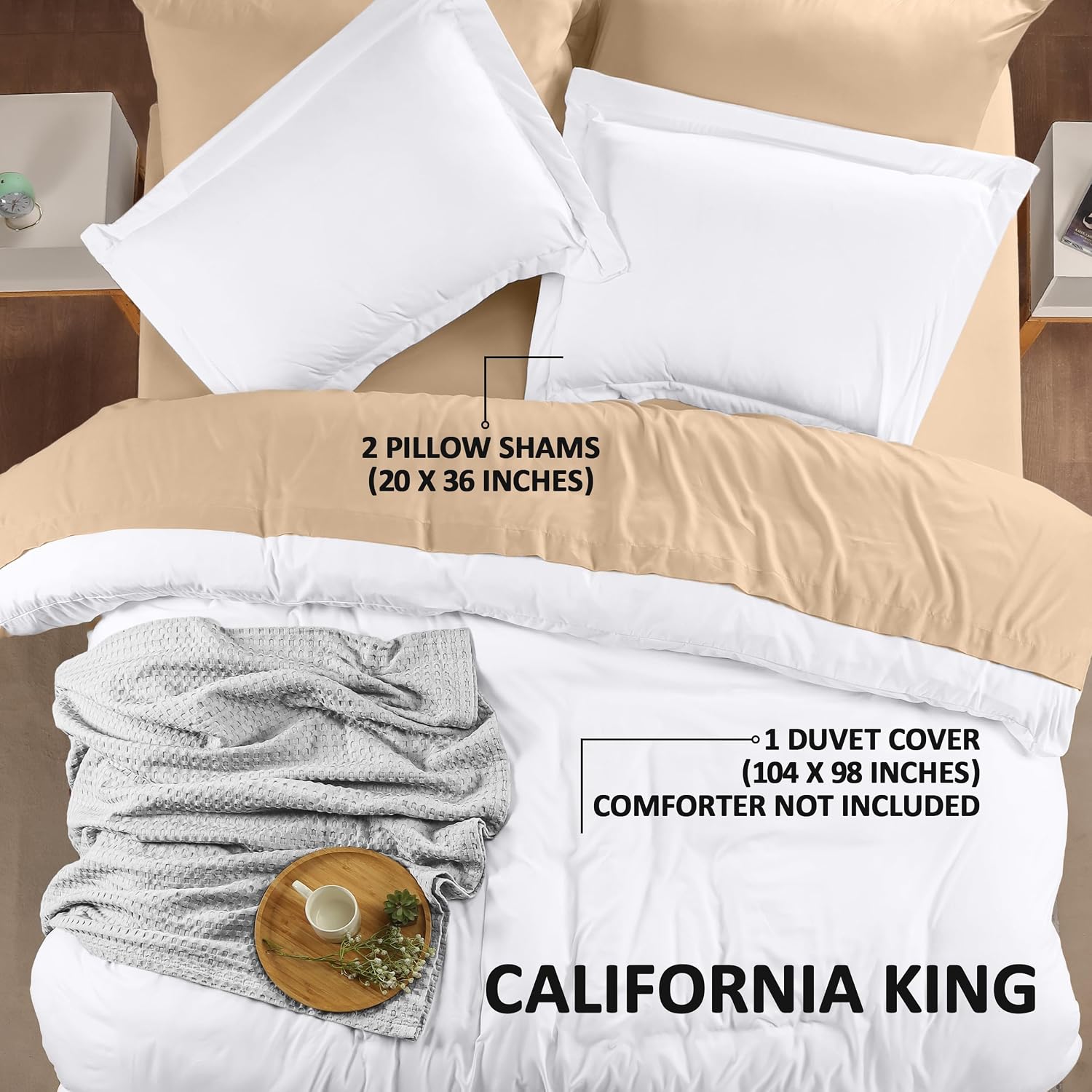 Utopia Bedding Duvet Cover California King Size - 3 Piece with Zipper Closure - 1 Comforter Cover 104X98 Inches & 2 Pillow Shams 20X36…