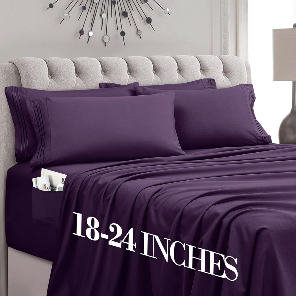 MocassiLuxuryBedding Mocassi Luxury 6-Piece Sheet Set, Ultra Soft 1800 Hotel Quality Microfiber Sheet Set, Fits Mattresses Up to 18 to 24 I…