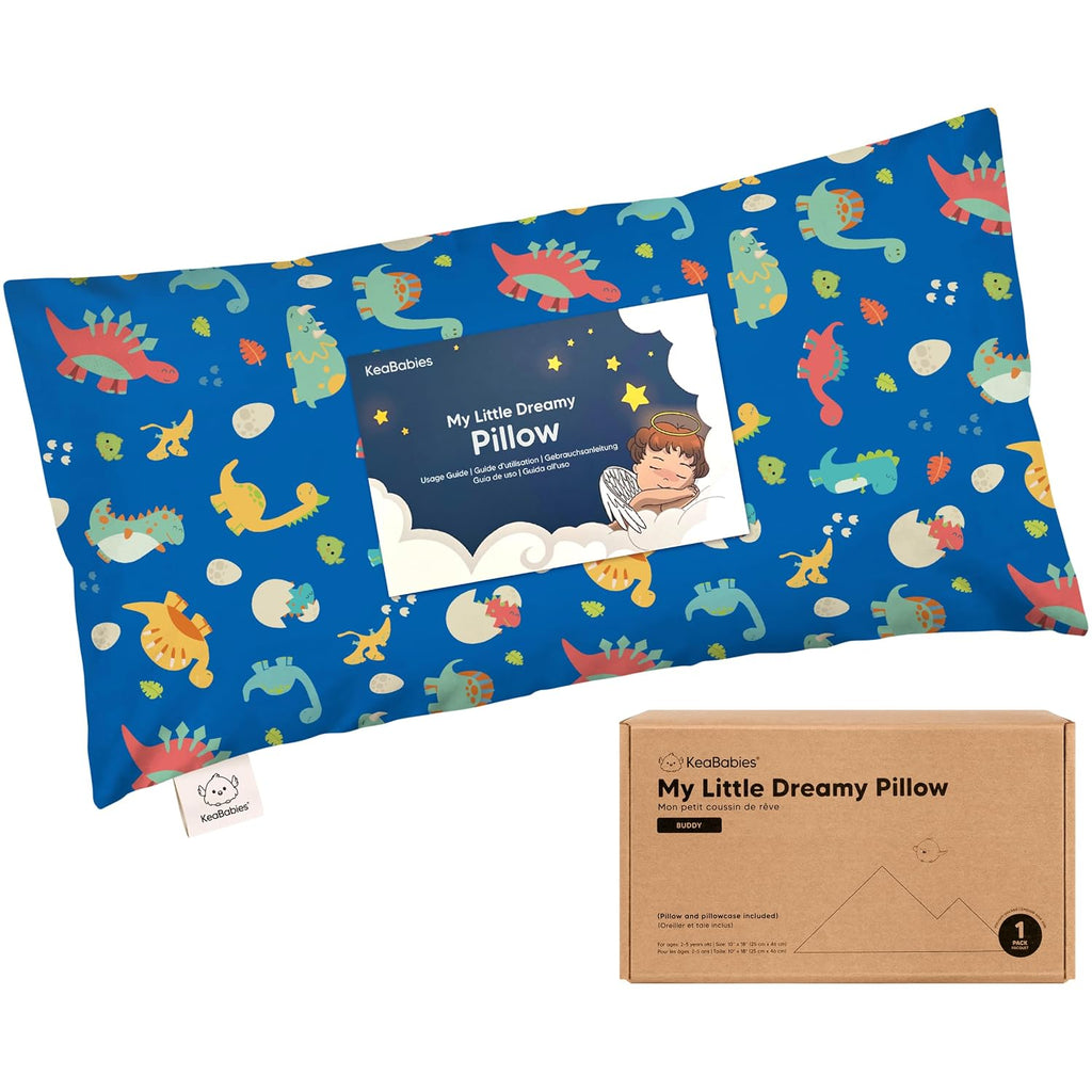 Toddler Pillow with Pillowcase - 10x18 My Little Dreamy Kids Travel Bed Pillows for Sleeping, Organic Cotton Small Pillowcase, Soft &…