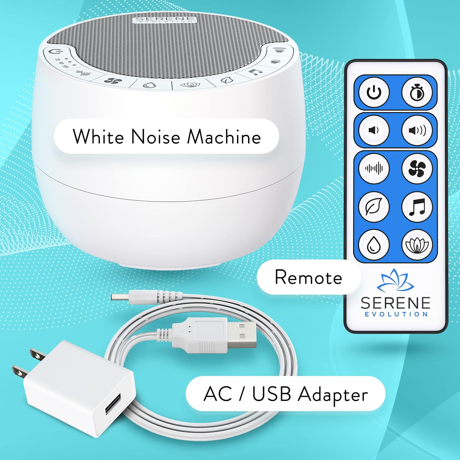 Serene Evolution White Noise Sound Machine with Remote Control - 70 Sound Options for Sleeping Adults and Babies - White Noise Machine…