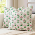 OTOSTAR Floral Print Pillow Covers 20x20 Inch Pack of 2 Double-Sided Pink Green Flower Square Throw Pillow Covers Farmhouse Rustic…