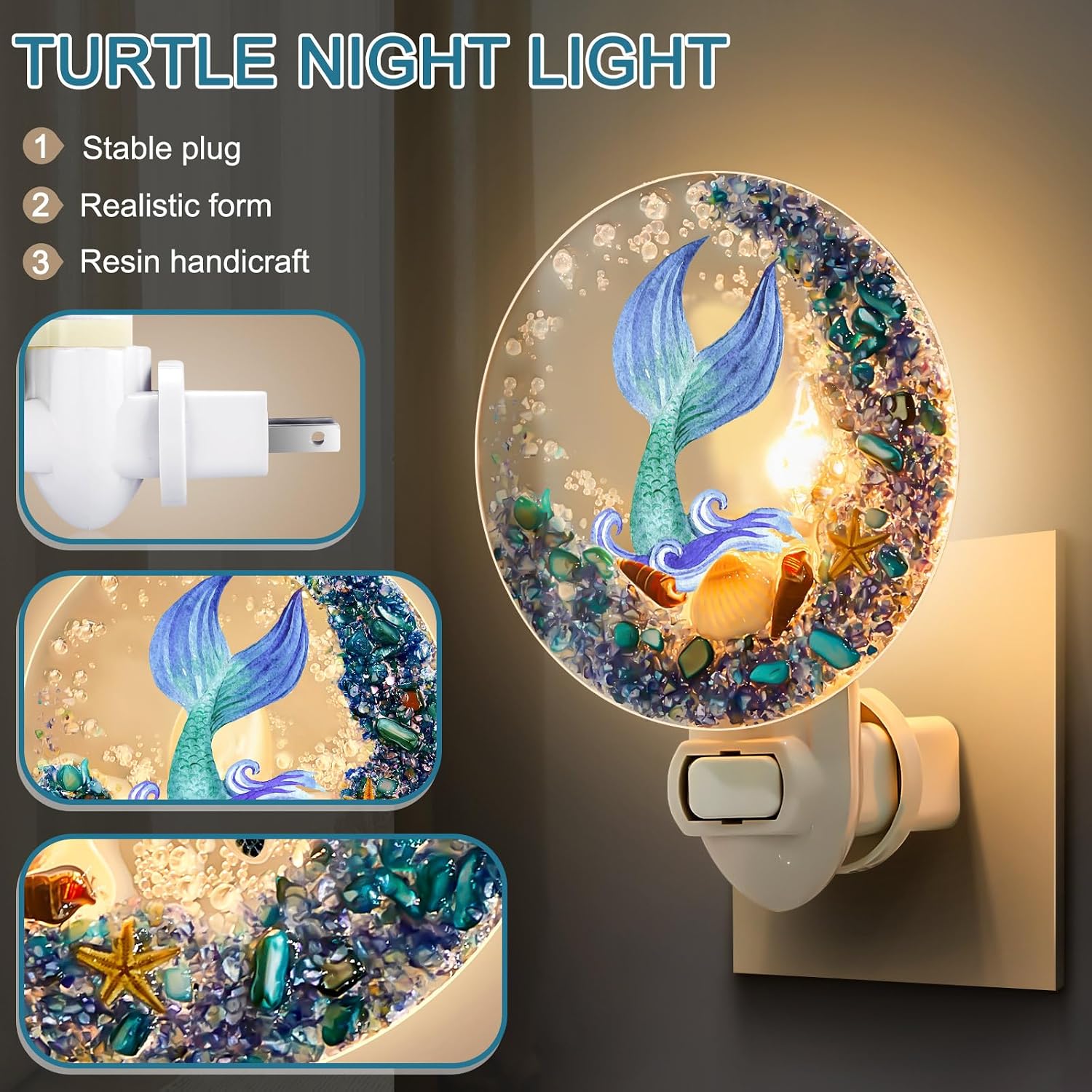 Hortsun Plug in Seashell Night Light Ocean Sea Animal Decorative Night Light Plug in Beach Lamps Vintage Ocean Lamps for Adult for Home…