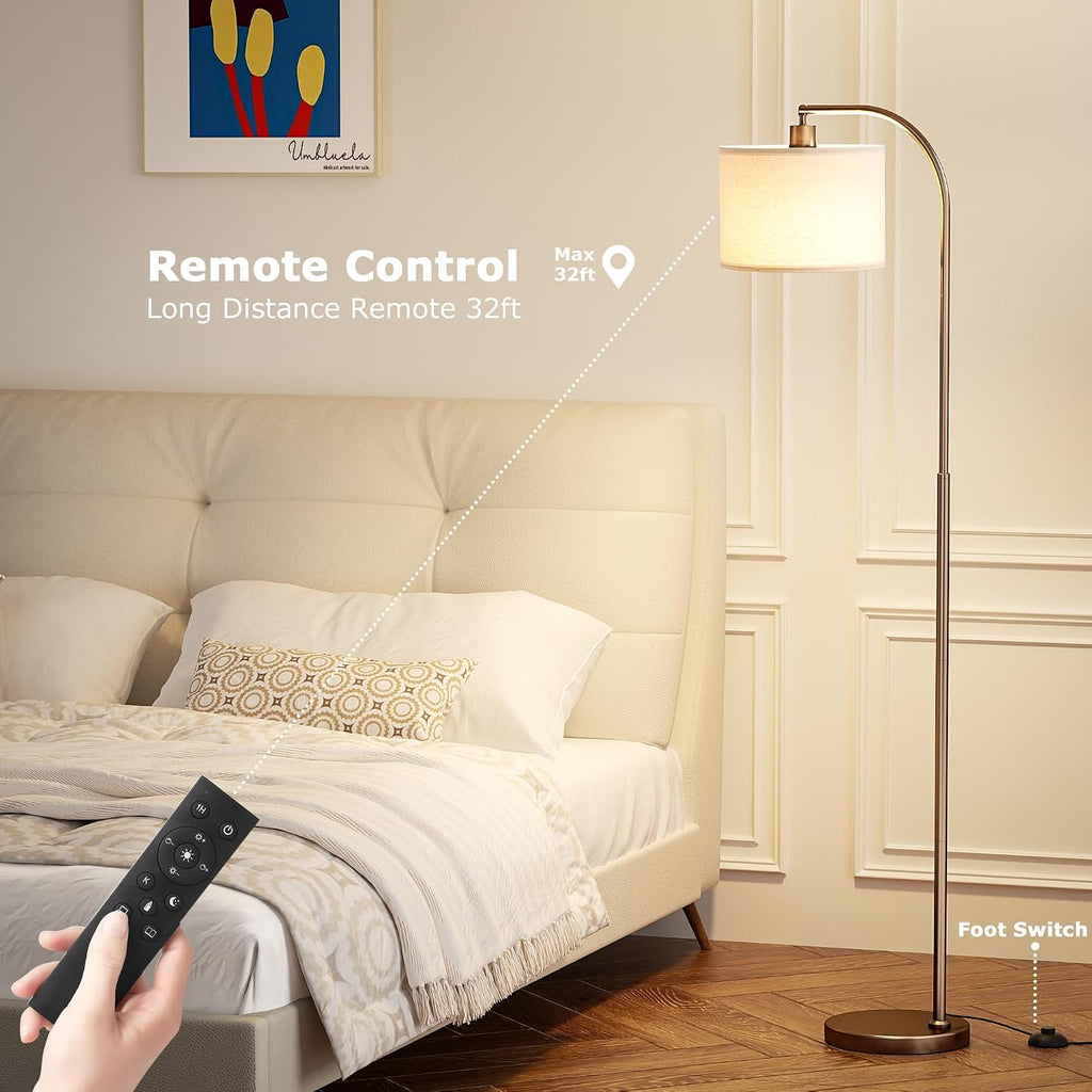 Ambimall Arc Floor Lamp with Remote and Stepless Dimmable Bulb, Colors Temperature & Brightness Adjustable, Floor Lamps for Living Room(Dee…