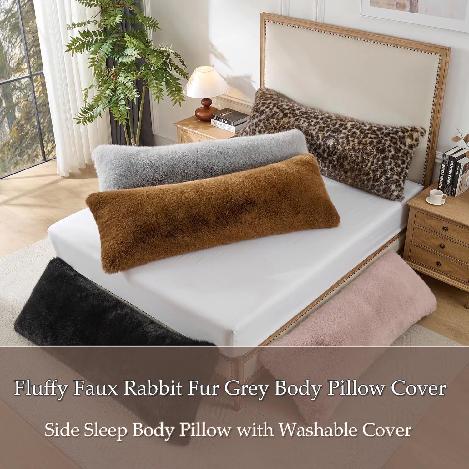 HKMR 20x54 inch Luxury Fluffy Body Pillow Cover(No Filling), Shaggy Furry Body Pillowcase with Zipper, Soft Decorative Plush Full Long…