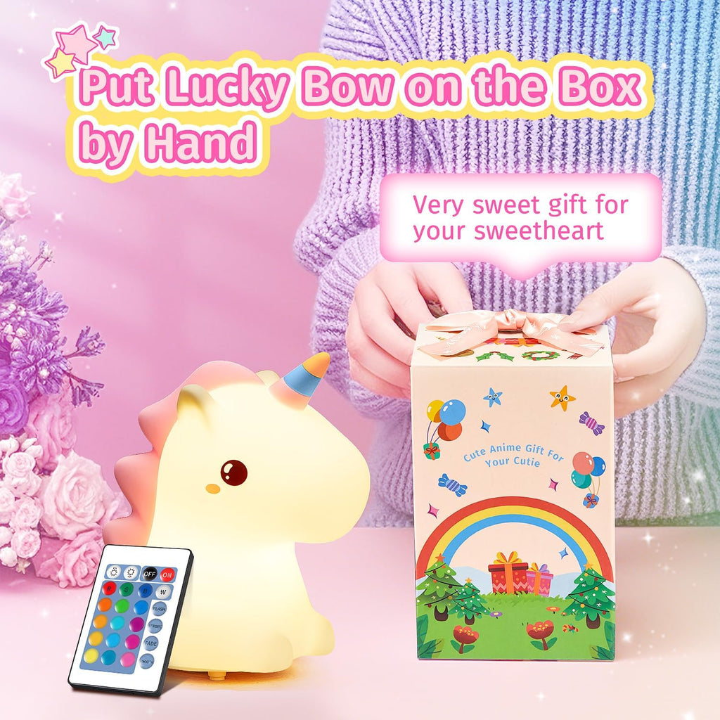 One Fire Unicorn Night Light for Kids,【Cute Gifts&Remote】 16 Colors Cute Night Light,5 Lightness & Last 10H Nightlight for Kids Room, Soft…