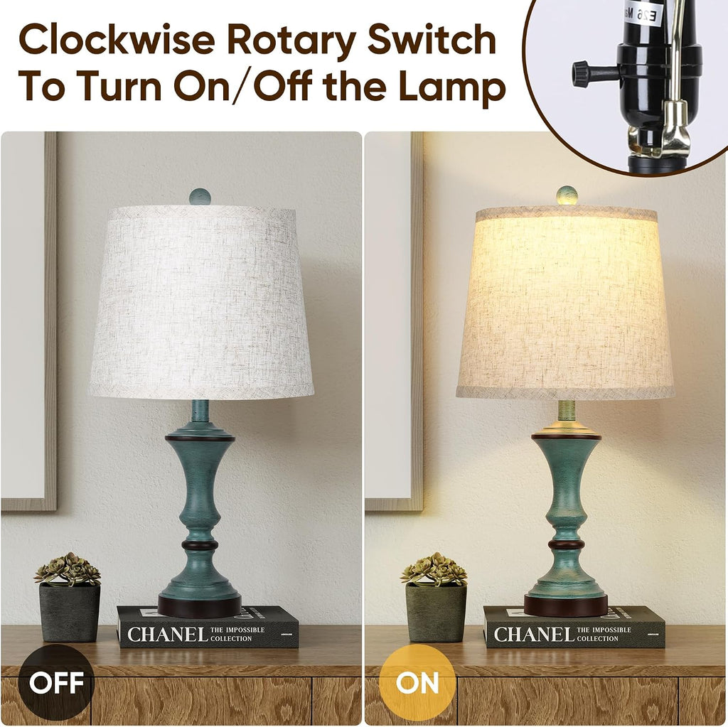 ROTTOGOON Retro Table Lamps Set of 2 Nightstand Lamp for Bedroom Vintage Rustic Table Lamps for Living Room Traditional Nightstand…