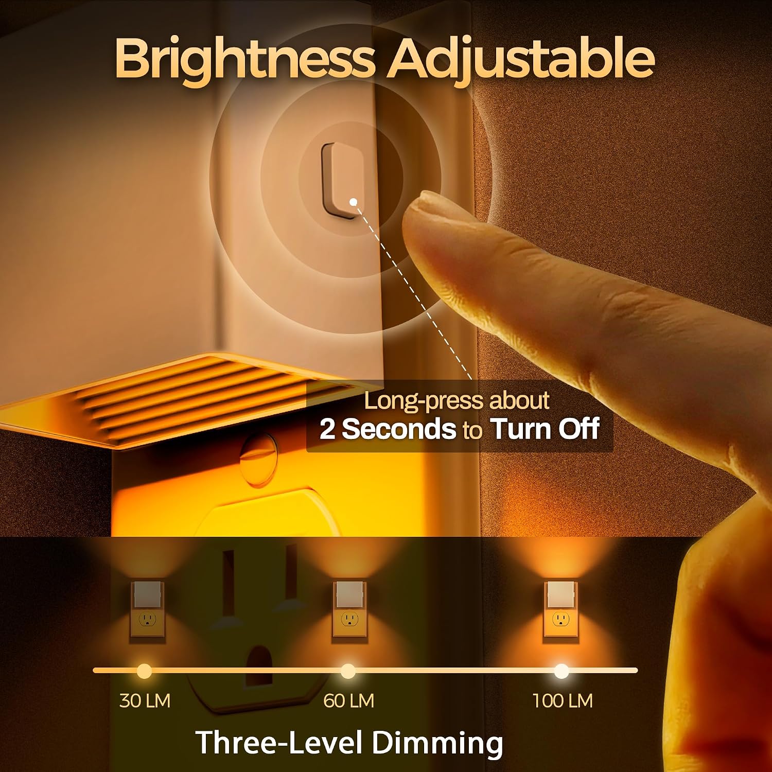 DORESshop LED Night Lights Plug into Wall [2 Pack], Plug in Nightlight, 3 Level Brightness Adjustable Night Light, Dusk to Dawn Sensor…