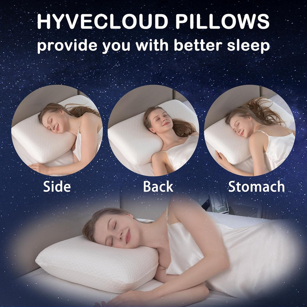 hyvecloud Cooling Memory Foam Bed Pillow Adaptive Pillows for Neck Medium Firm Pillow for Side Back and Stomach Sleepers Keep Pressure Reli…