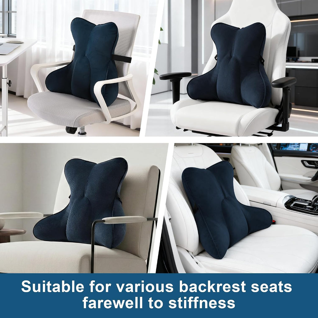 Lumbar Support Pillow(Pat. Pend) – Multi-Functional Ergonomic Back Cushion for Office Chair, Car Seat & Sofa, Reading Pillow with Firm…