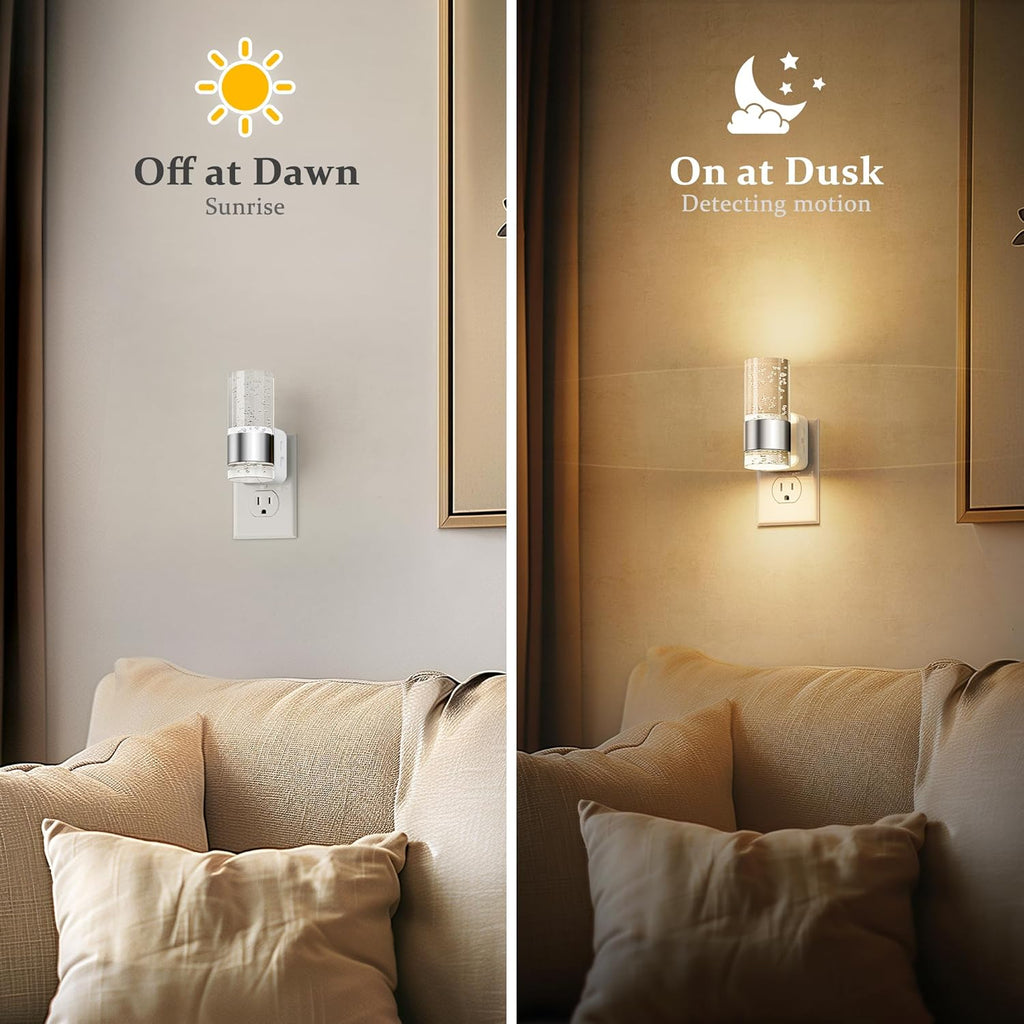 JandCase Night Light, Night Lights Plug into Wall,3000K Warm White LED Nightlight with Adjustable Brightness, Automatic Night Light Plug…