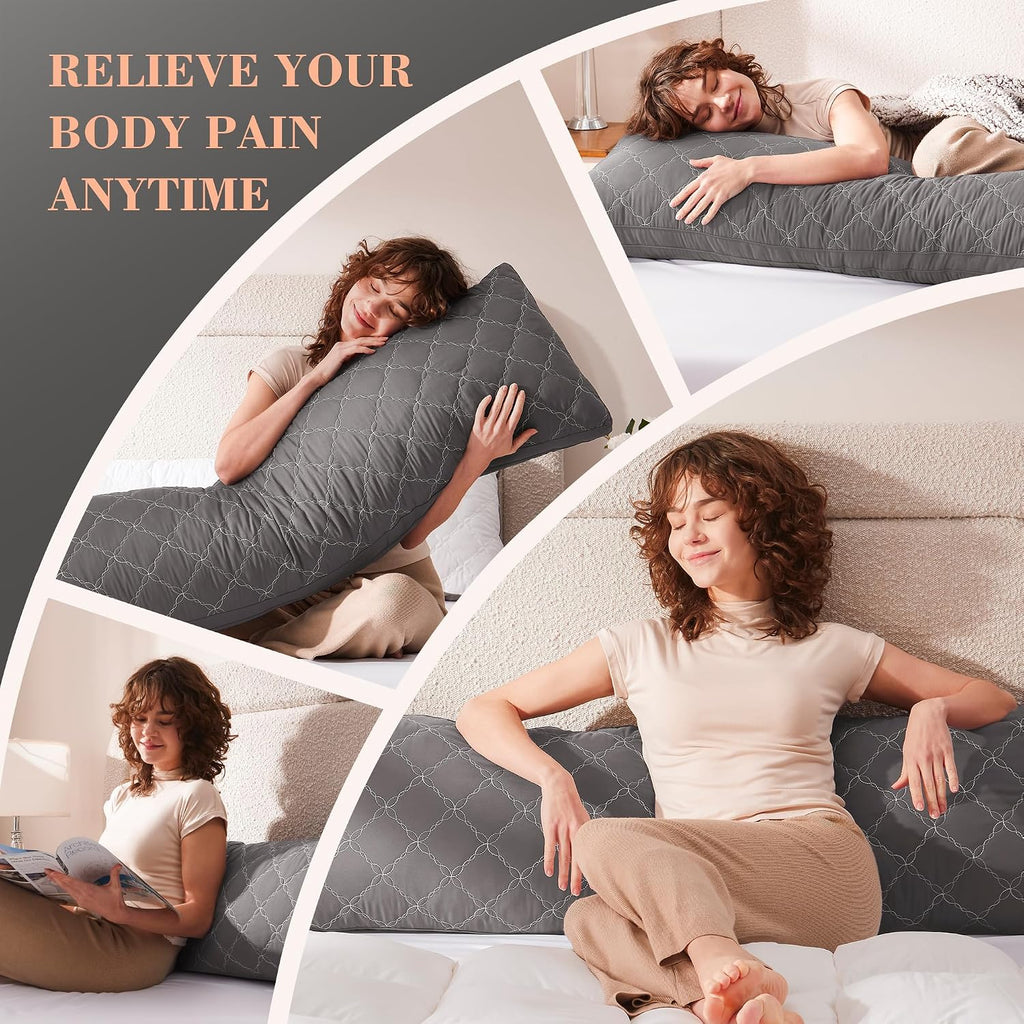 Decroom Memory Foam Body Pillow for Adults, Ultra-Soft Full Body Pillow with Diamond Quilted Cover, Support for Side Sleepers - Machine Was…