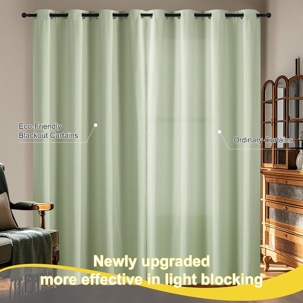 NICETOWN Light Green Blackout Curtains 84 Inches Long for Bedroom, 100% Blackout Thermal Insulated Window Drapes Room Darkening Curtains…