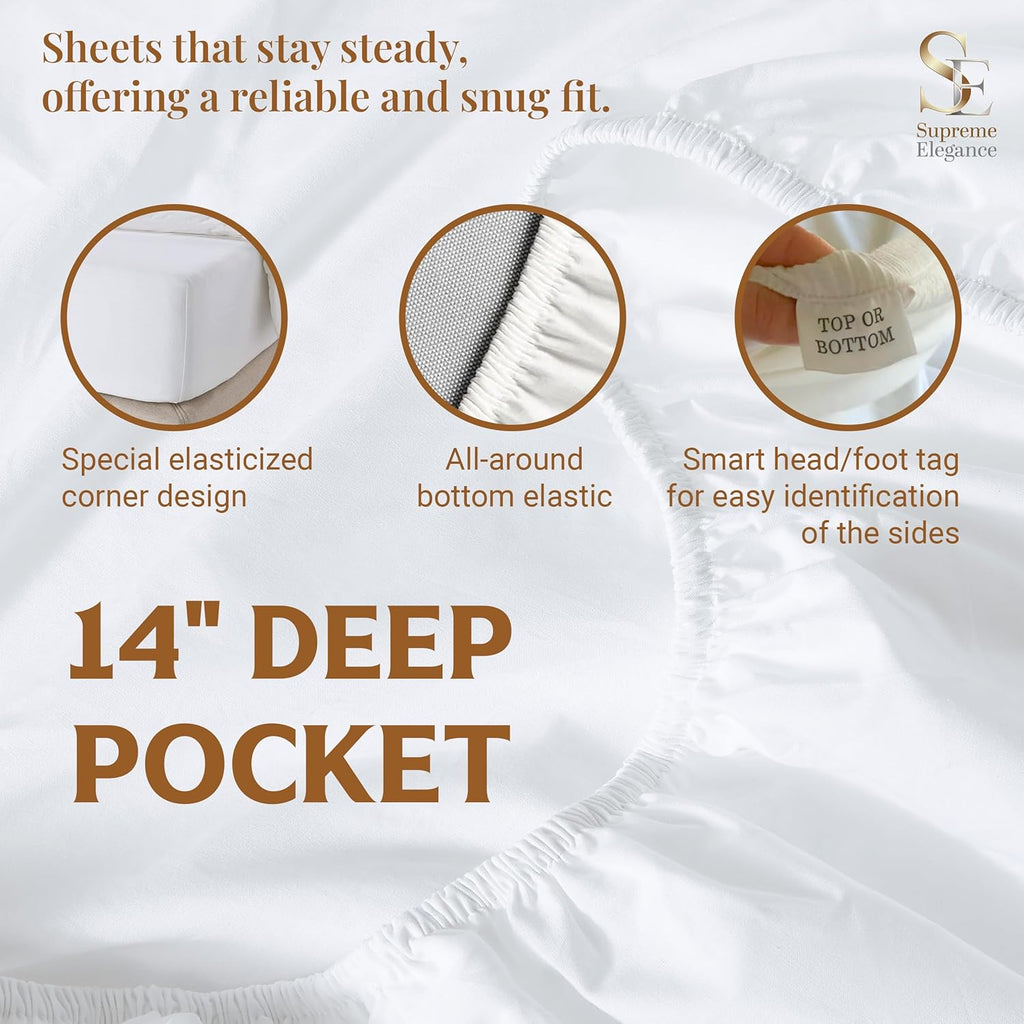 SupremeElegence SUPREME ELEGANCE 3Pc 100% Organic Cotton Twin Bed Sheets Set, Blush, Cooling Percale, Deep Pocket Fitted Sheet, Fits Mattre…