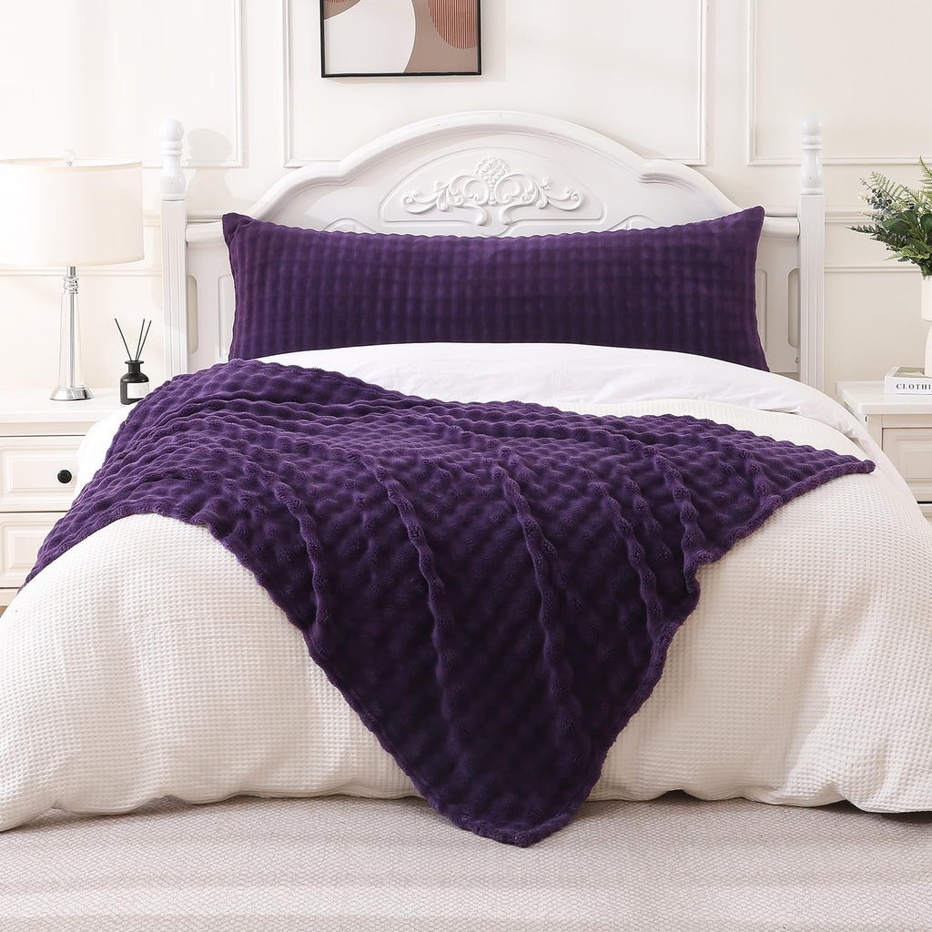 Sochow Decorative Body Pillow Cover 20x54 Inches, Super Soft and Cozy Bubble Textured Fleece Long Body Pillowcase with Zipper Closure,1 Pac…