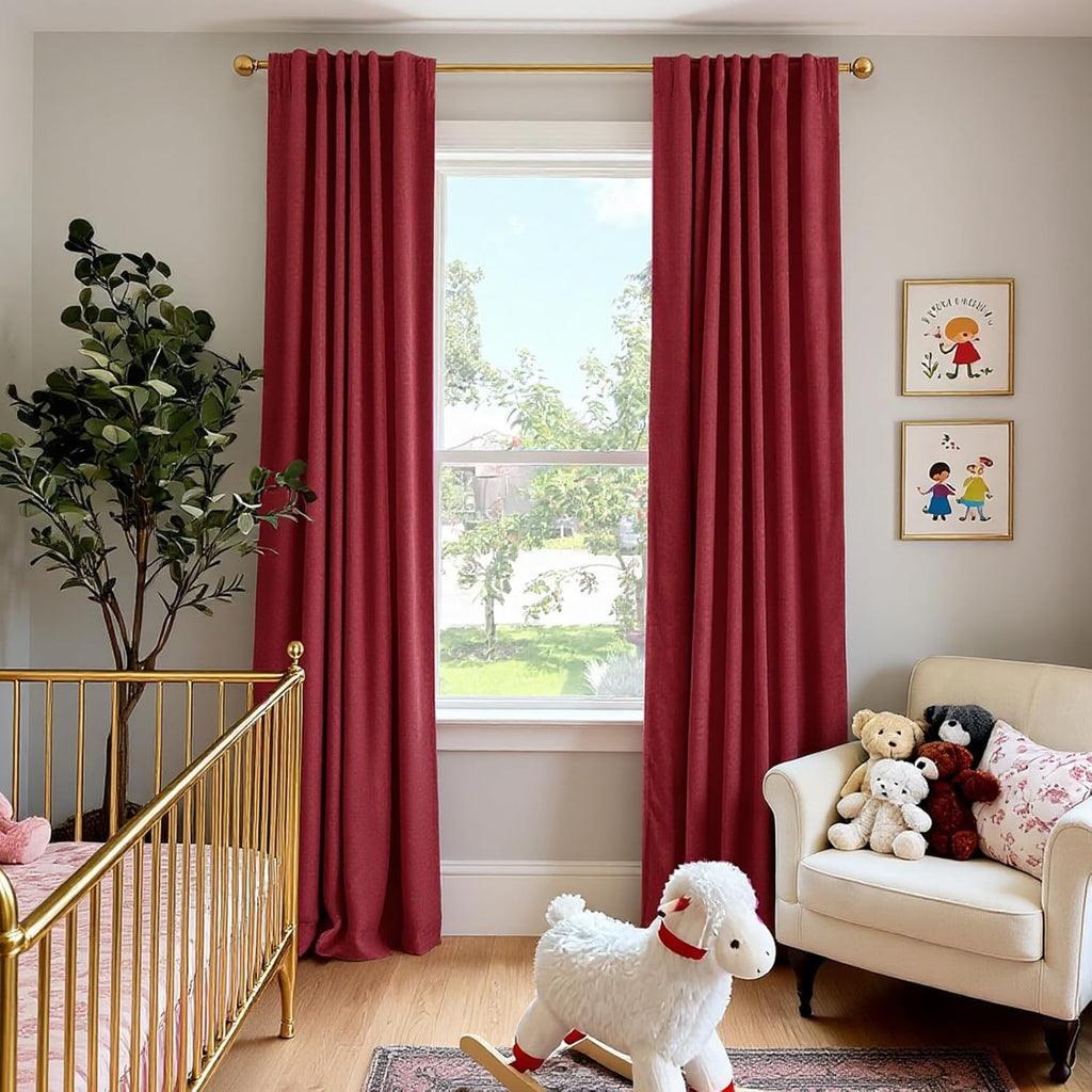 Inovaday 100% Blackout Curtains 96 Inches Length 2 Panels Set, Back Tab/Rod Pocket Linen Black Out Curtains for Bedroom, Thermal Insulated…