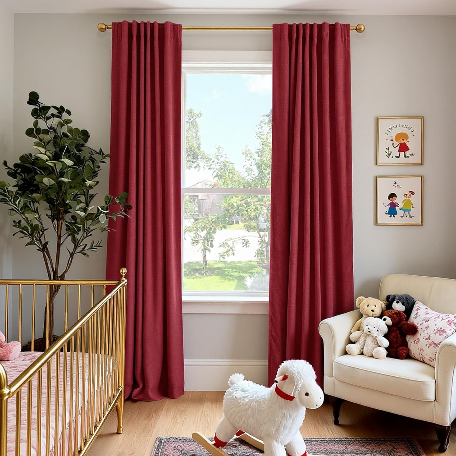 Inovaday 100% Blackout Curtains 96 Inches Length 2 Panels Set, Back Tab/Rod Pocket Linen Black Out Curtains for Bedroom, Thermal Insulated…