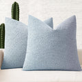 Miulee 22x22 Inch Decorative Euro Sham Pillow Covers for Couch Bed Set of 2 Textured Boucle Neutral Throw Pillow Covers Light Blue Accent S…