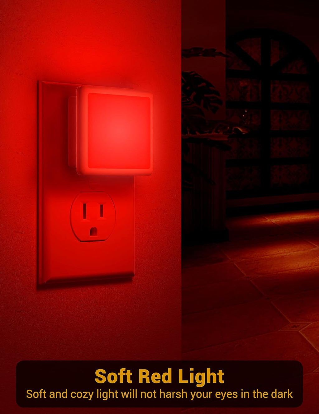 Red Night Light, JandCase Red NightLight[2 Pack],0.3W LED Night Light with Auto Light Sensor, Night Lamp Plug into Wall for…