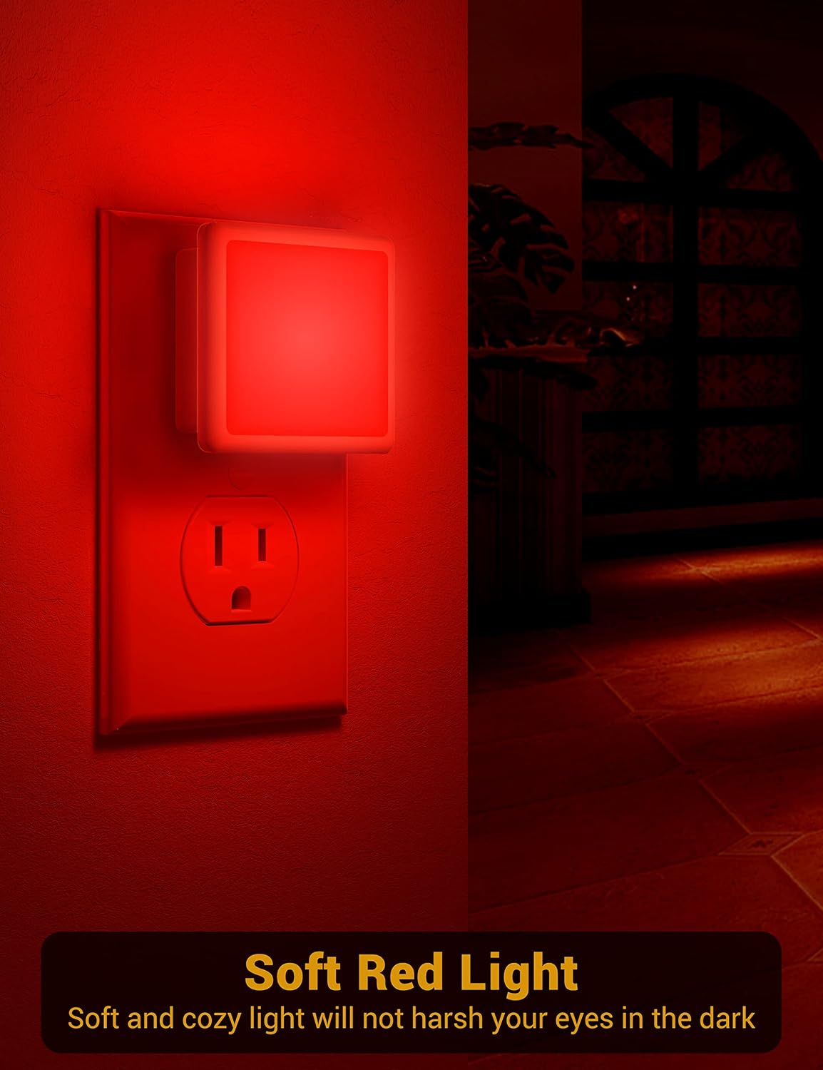 Red Night Light, JandCase Red NightLight[2 Pack],0.3W LED Night Light with Auto Light Sensor, Night Lamp Plug into Wall for…