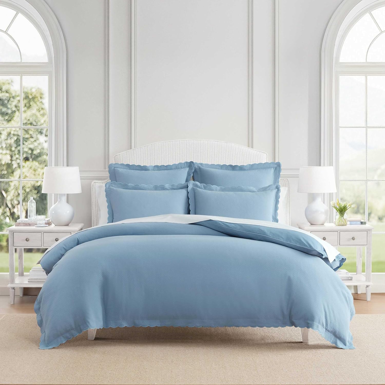 MarthaStewart Martha Stewart - King Duvet Cover Set, 100% Soft Cotton Blend Bedding, Corner Ties & Button Closure, 3 Piece Bed Set with Mat…