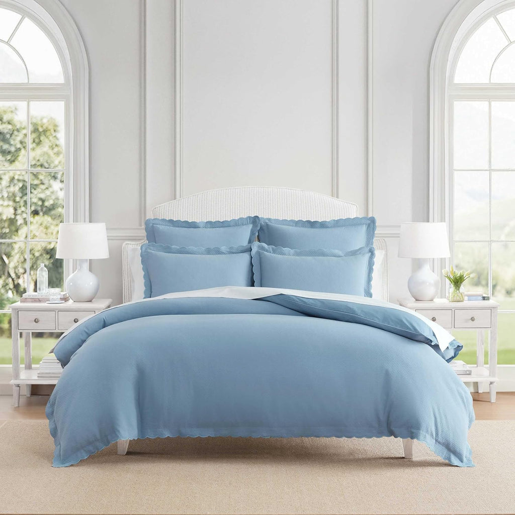 MarthaStewart Martha Stewart - Queen Duvet Cover Set, 100% Soft Cotton Blend Bedding, Corner Ties & Button Closure, 3 Piece Bed Set with Ma…