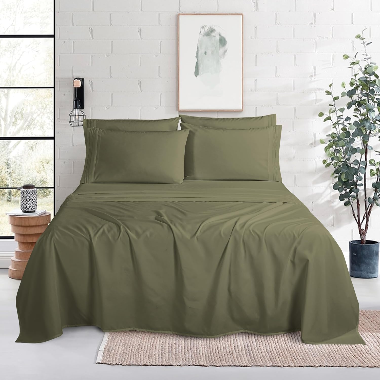 MocassiLuxuryBedding Mocassi Luxury 6-Piece Sheet Set, Ultra Soft 1800 Hotel Quality Microfiber Sheet Set, Fits Mattresses Up to 18 to 24 I…