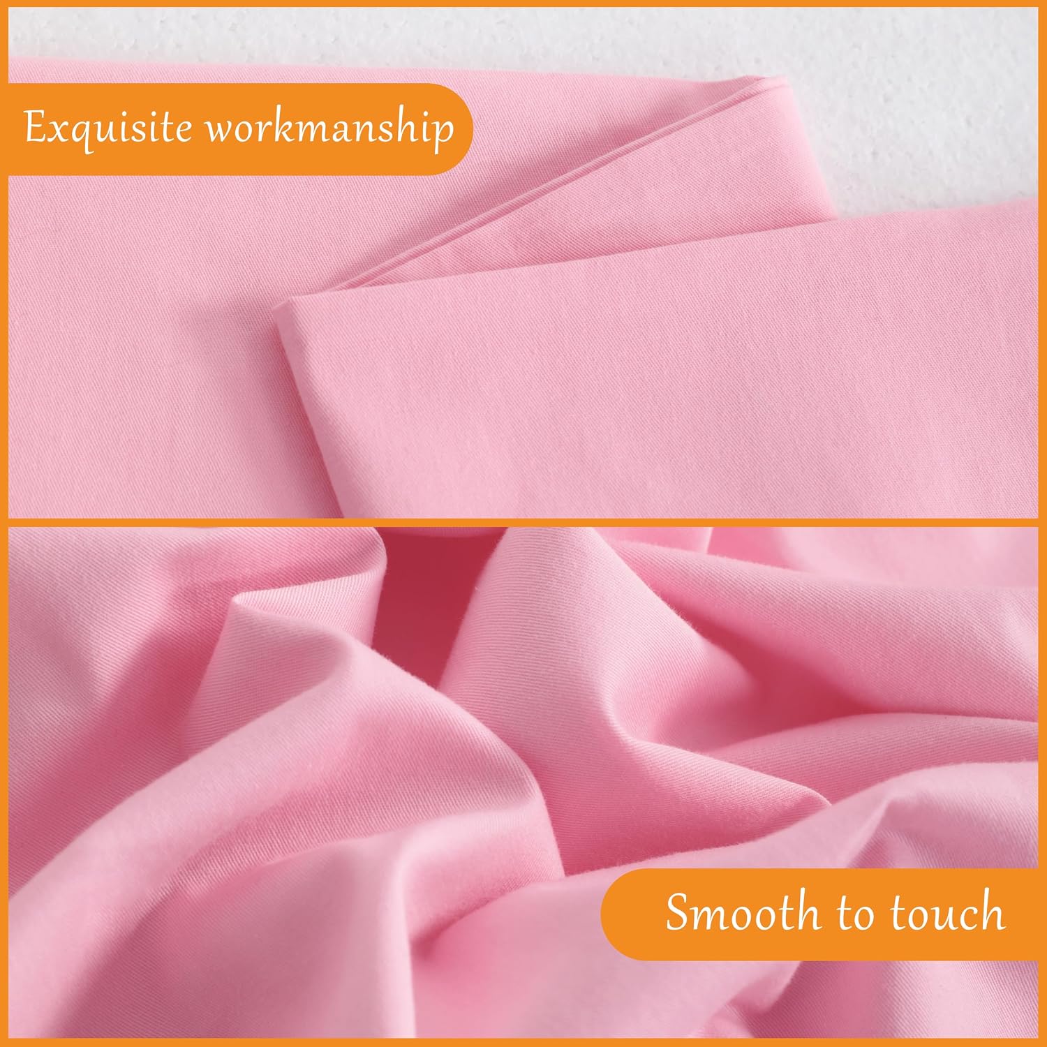 Ntbay King Cotton Pillowcases - Envelope Closure 20x36 Pillowcases Set of 2, Breathable and Soft Bed Pillow Cases, Pink Cotton Pink