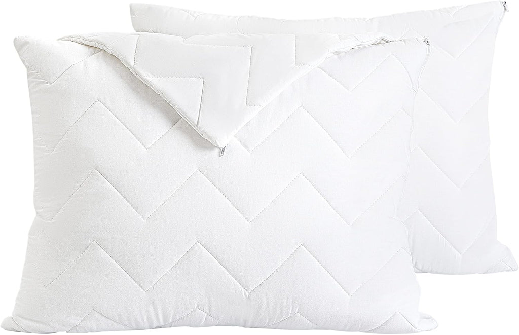 Waterguard Quilted Pillow Protector - Waterproof and Bed Bug Proof Standard Size Zippered Pillow Protector - Luxury Designed Pillowcases…