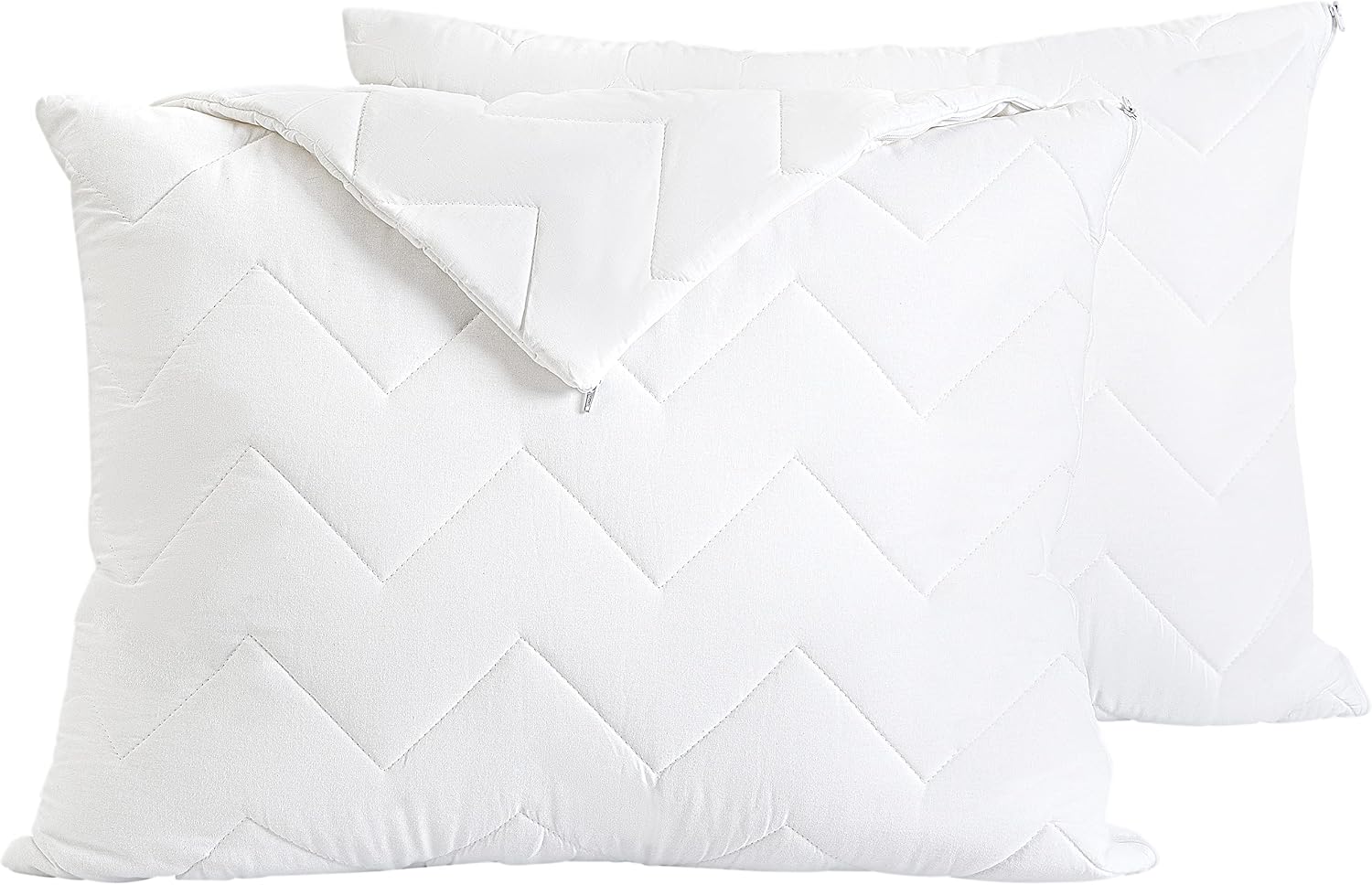 Waterguard Quilted Pillow Protector - Waterproof and Bed Bug Proof Standard Size Zippered Pillow Protector - Luxury Designed Pillowcases…