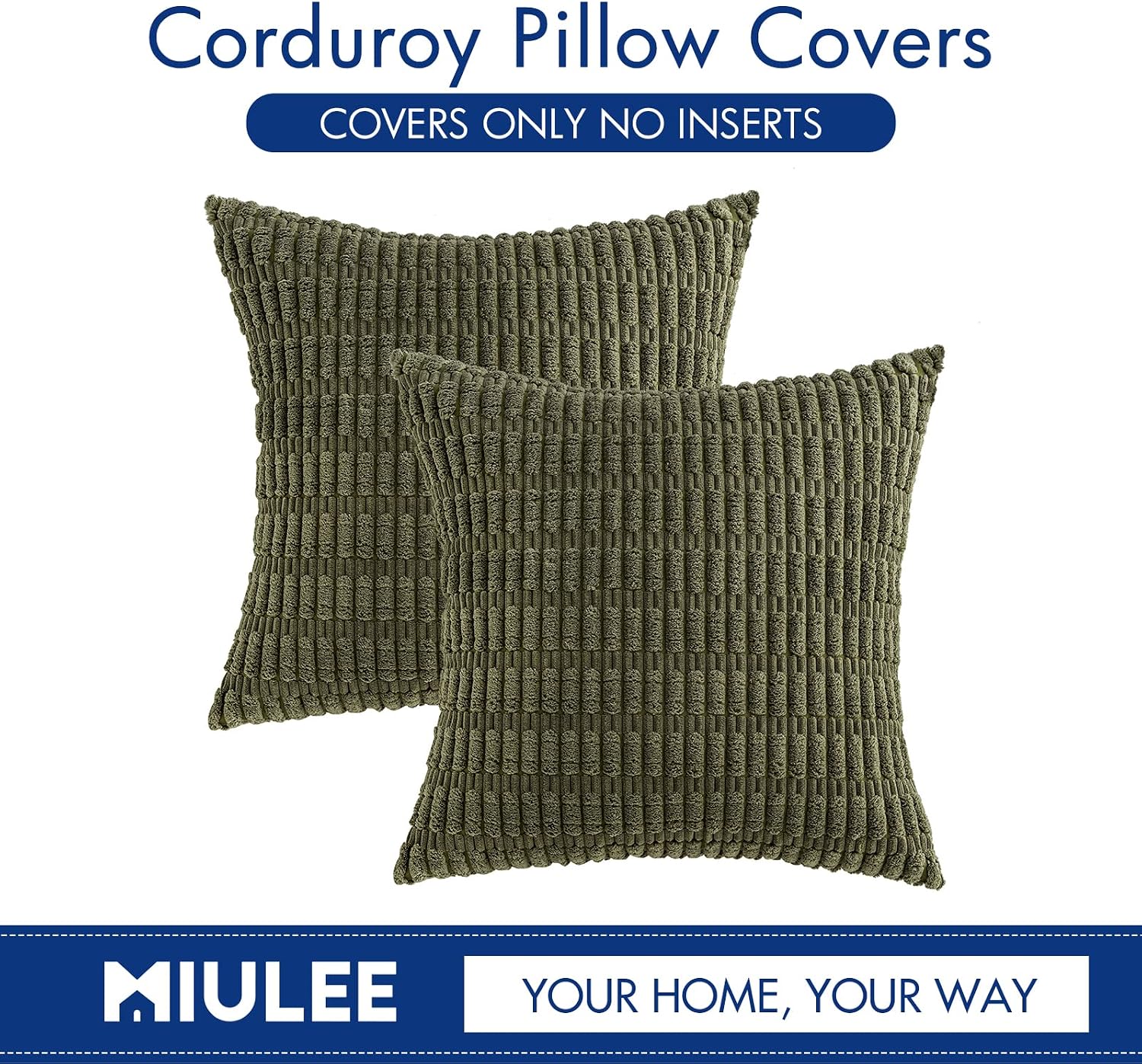 Miulee Pack of 2 Spring Corduroy Decorative Throw Pillow Covers 18x18 Inch Soft Boho Striped Pillow Covers Modern Farmhouse Home Decor for…