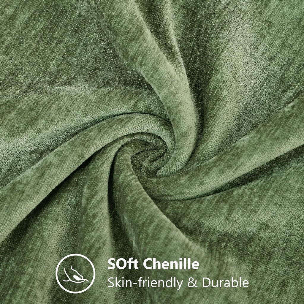 decorUhome Chenille Olive Green Throw Pillow Covers 20x20 Inch Set of 2, Decorative Soft Couch Pillow Covers Solid Dyed Accent Farmhouse Ne…