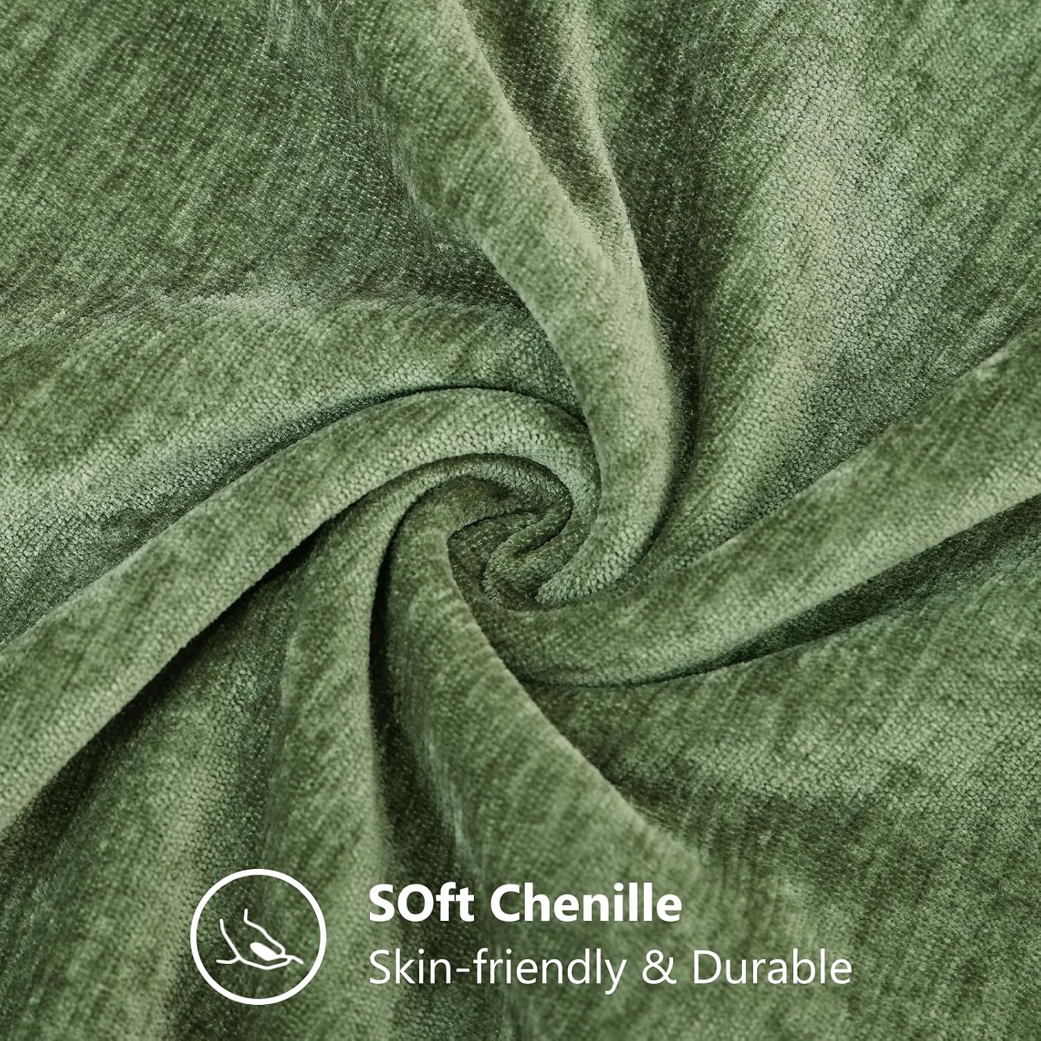 decorUhome Chenille Olive Green Throw Pillow Covers 20x20 Inch Set of 2, Decorative Soft Couch Pillow Covers Solid Dyed Accent Farmhouse Ne…
