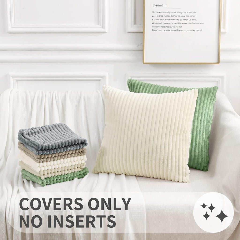 SimmoreHomeDecor Simmore Decorative Throw Pillow Covers 12x20 Set of 2, Soft Natural Plush Flannel Double-Sided Fluffy Lumbar Pillow Covers…