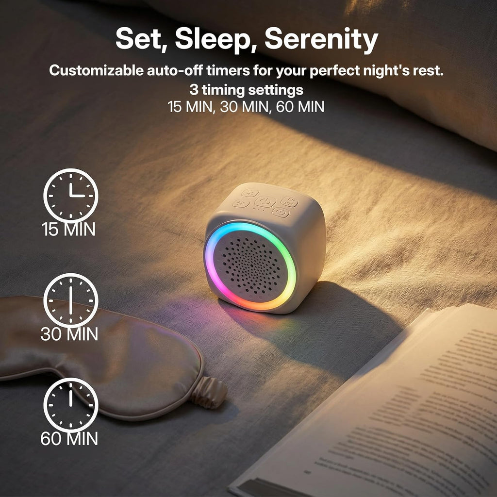 Quxanthyll Portable Sound Machine for Baby Sleep, 26 White Noise Sound Machine, 9 Color, Timer & Memory Function White Noise Sound M…