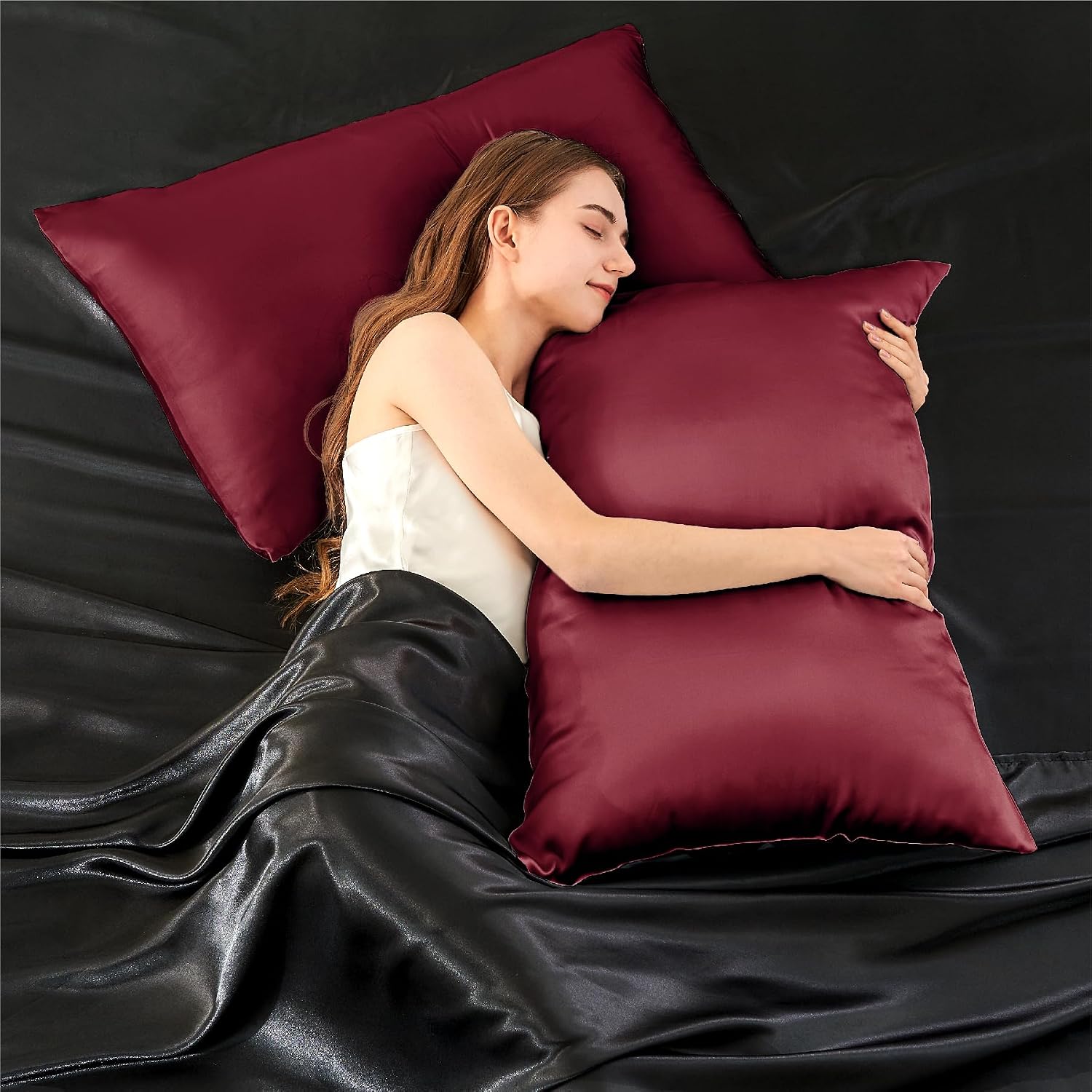 Infiixso Mulberry Silk Pillowcase for Hair and Skin, Silk Pillow Cases Standard Size with Hidden Zipper 20x26 Inches, Super Smooth and Soft…