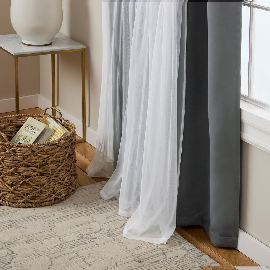 TOWN & COUNTRY LUXE Talia Double Layer Indoor Curtains, Sheer and Room Darkening Blackout, Grommet Top, Energy Efficient, 2-Pack Set…