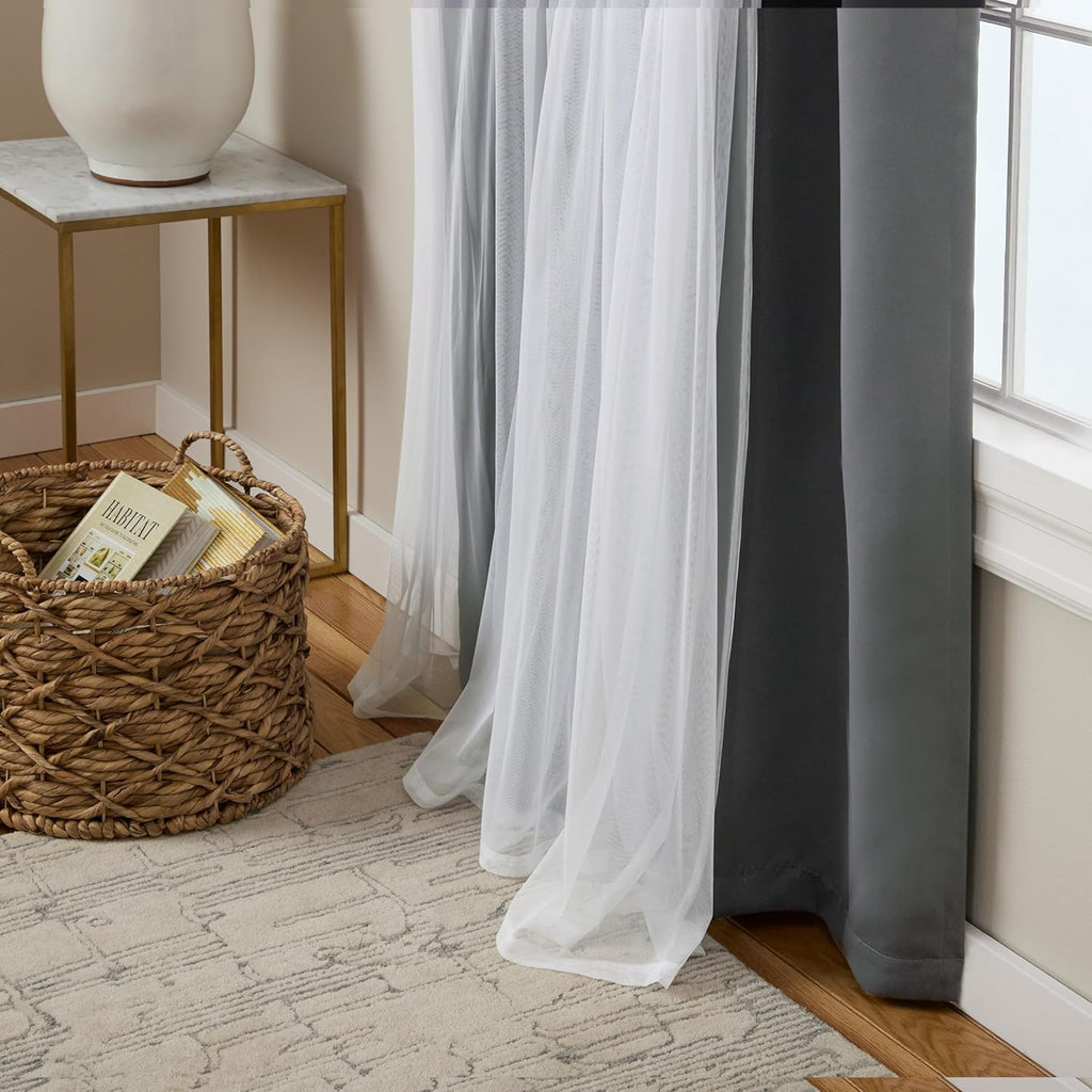 TOWN & COUNTRY LUXE Talia Double Layer Indoor Curtains, Sheer and Room Darkening Blackout, Grommet Top, Energy Efficient, 2-Pack Set…