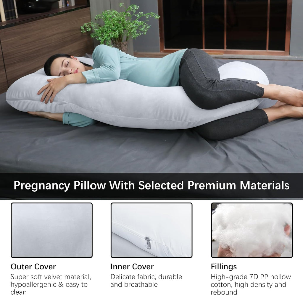 Moonpark MOON PARK Pregnancy Pillows for Sleeping - U Shaped Full Body Maternity Pillow with Removable Cover - Support for Back, Legs, Bell…